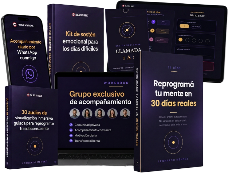 Reprogramación 3D — Workbook, audios, WhatsApp, grupo, kit, llamada 1 a 1 y tracker